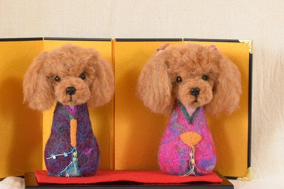 トイプードル　お雛様　雛人形　雛飾り　お祝い　羊毛フェルト　犬　お節句　プレゼント 1枚目の画像
