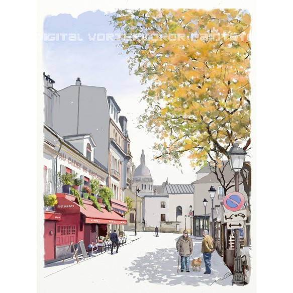 ポストカード ヨーロッパ風景画（組み合わせ自由4枚セット1.000円）No.200  パリ　モンマルトル 1枚目の画像