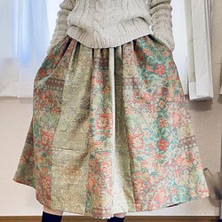 大島紬のスカート　着物リメイク 1枚目の画像