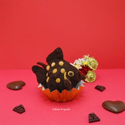 チョコレートピンポン　金魚　羊毛フェルト　アクアリウム　バレンタイン 1枚目の画像