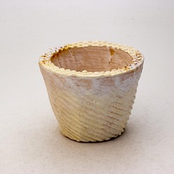 陶器製（2.5号ポット相当）多肉植物の欲しがる植木鉢 SMSc-2066イエロー 1枚目の画像