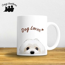 【マルチーズ毛色1色】マグカップ　お家用　プレゼント　コーギーブラザーズ　犬　うちの子 1枚目の画像