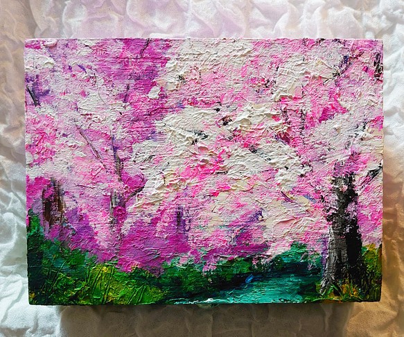 油絵 絵画 桜ボックス