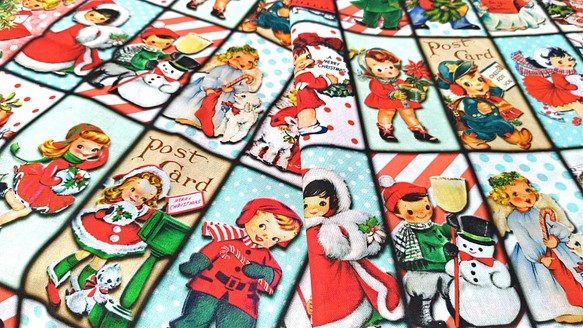 （再入荷）cotton100％★クリスマス　子供カード柄 1枚目の画像