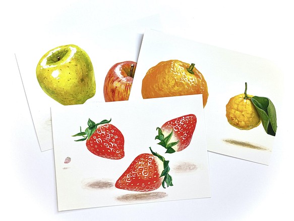 【ポストカード3枚セット】ちょっと不思議な「Ukabu Fruits」ポストカードセット 1枚目の画像