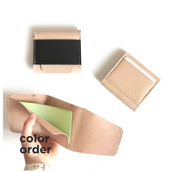 【受注生産商品】お札カード専用2つ折り財布 / カラーオーダー 1枚目の画像