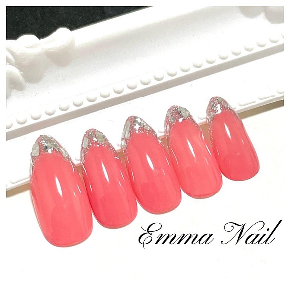 ジェルネイルチップ ガラスフレンチオフィスネイル クリアネイル ネイルチップ ネイルシール Emma Nail 通販 Creema クリーマ ハンドメイド 手作り クラフト作品の販売サイト