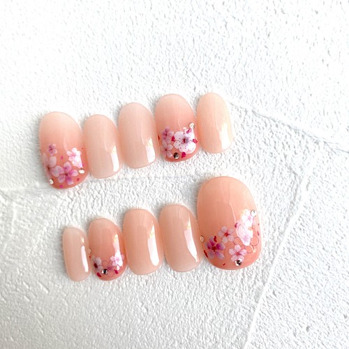 とろける桜ピンクネイル 桜ネイル 春ネイル ピンクネイル 桜アクセサリー 桜ピアス ネイルチップ ネイルシール Tsukiyo Nail Chip 通販 Creema クリーマ ハンドメイド 手作り クラフト作品の販売サイト