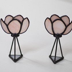 「ぼんぼり・A」ステンドグラス・ひなまつり・桃の花 1枚目の画像