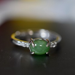 E61 特売 上品 ミャンマー産 深緑 本翡翠 シンプル リング 指輪 フリーサイズ イエローゴール