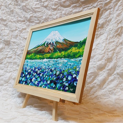 油絵 絵画 【青いお花畑と富士山 】 絵画 ＨＲ 通販｜Creema(クリーマ 