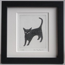 黒い猫・2022/ 銅版画 (額あり） 1枚目の画像