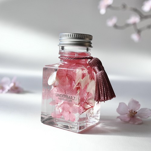 桜ピンクのハーバリウム 50ml ミニボトル 紫陽花 春 母の日 卒業 入学