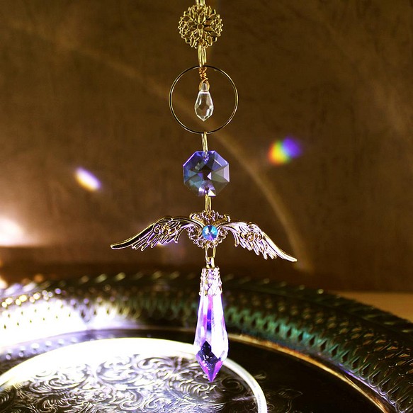 雙翼採用高級水晶⭐︎2way Blue angel suncatcher（金色或銀色） 第1張的照片