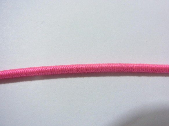 ネオンカラー 蛍光色　　　ストレッチコード　丸ゴム紐　　ピンク系　約2.5ｍｍ巾ｘ3mｾｯﾄ 1枚目の画像