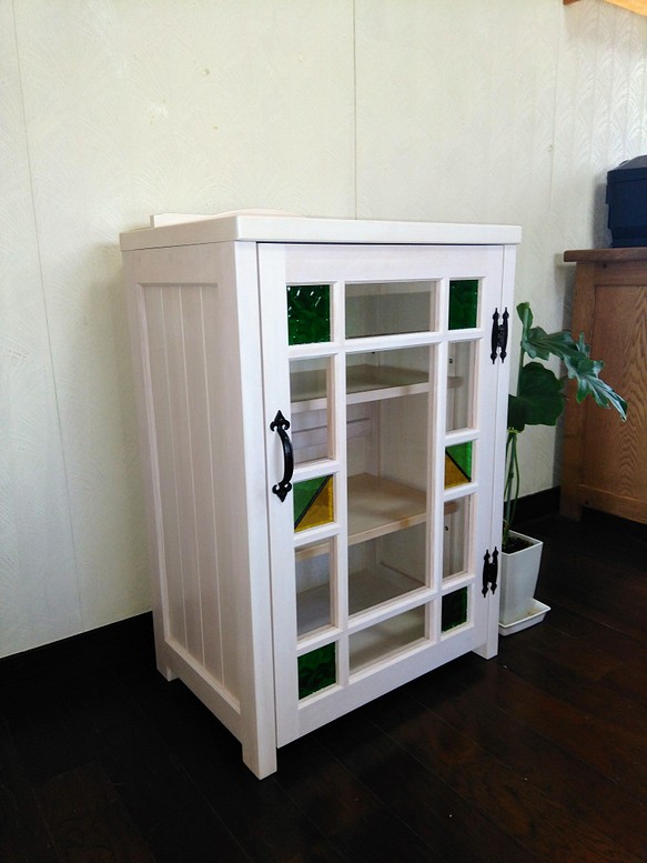 アンティーク調キャビネット 白色 食器棚 飾り棚 カフェ台 高さ73cm