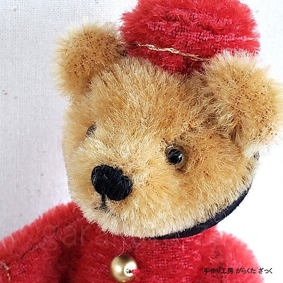 がらくたざっく★☆テディベア/14cm★☆旅行に行きたい！★赤のお洋服を着たポーター　BellBoy bear