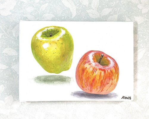 【原画 アルキド絵具 キャンバス】 Ukabu Apples /SM/サムホール