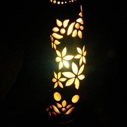 少曲がり竹 多彩の灯り 竹灯籠 竹灯り 彩変化のあかり 竹ランプ 〜〜光流〜〜 - 照明（ライト）・ランプ