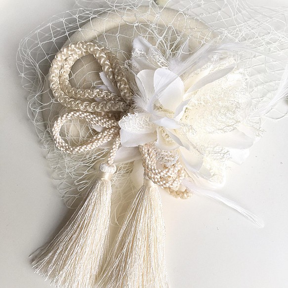 トーク帽　アイボリー　トークハット　卒業式　髪飾り　和装　ヘッドドレス　白　ホワイト