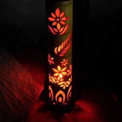 竹ランプ 〜〜蓮の影〜〜 彩シリーズ 幻想の灯り 照明（ライト 