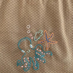 タコ sea 刺繍 巾着袋 1枚目の画像