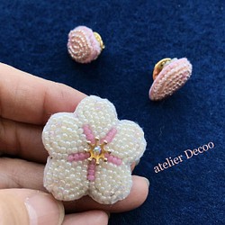 桜の花のビーズ刺繍ブローチ ブローチ atelier Decoo 通販｜Creema 