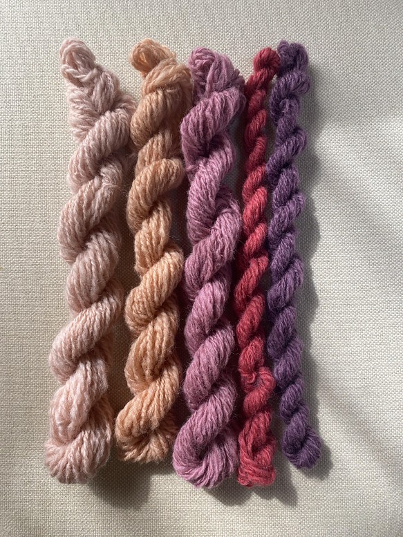 手紡ぎ糸ピンク系セット　計約40g 1枚目の画像