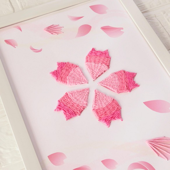 春の紙刺繍図案 インテリアポスター サイズ 驚きの価格が実現 ミモザのスワッグ 桜の花びら 初心者向け図案あり 紙刺繍キット