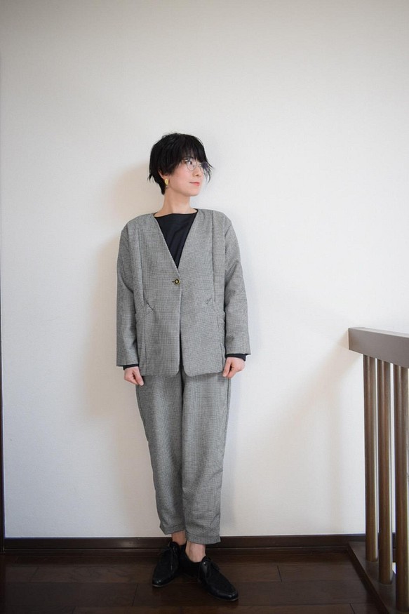 千鳥格子柄のセットアップ Houndstooth suit 卒業式 入学式 フォーマルに