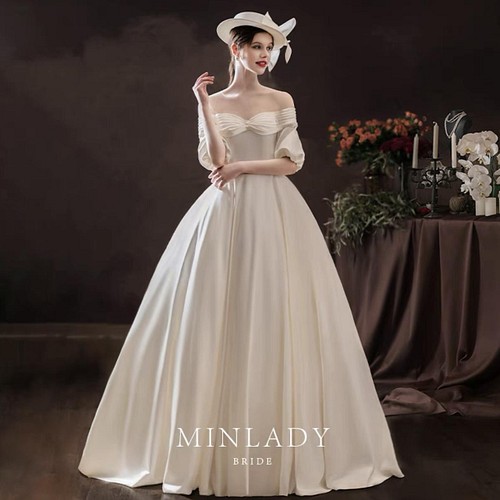 ma552 フレンチ ヴィンテージ ウェディングドレス ドレス MINLADY 