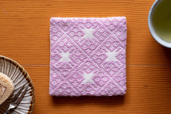 【mominoki yarn × だんだん】 こぎんミニマット・フィンウール・Raspberry Ice / 柄1 1枚目の画像