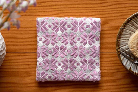 【mominoki yarn × だんだん】 こぎんミニマット・フィンウール・Raspberry Ice / 柄3 1枚目の画像