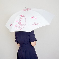 花咲く猫日傘〔椿〕名入れ・文字入れOK 1枚目の画像