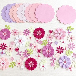 クラフトパンチのカード(4.5cm)とお花のセット(ピンク)〜色紙 アルバム ...