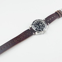 受注製作　ホーウインコードバン　時計ベルトオーダーメイド　ボルドー　腕時計バンド 1枚目の画像
