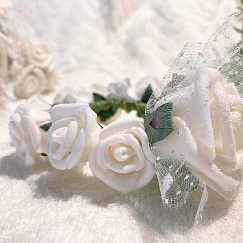 うさぎ用花かんむり】ホワイトローズ ペット服・アクセサリー Mitako