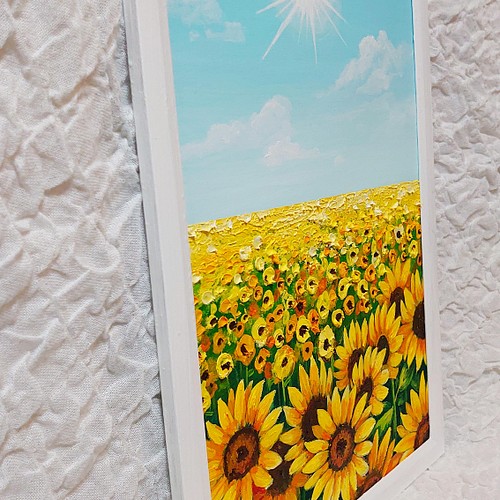 油絵 絵画 【夏空と太陽とひまわり畑】 絵画 ＨＲ 通販｜Creema 