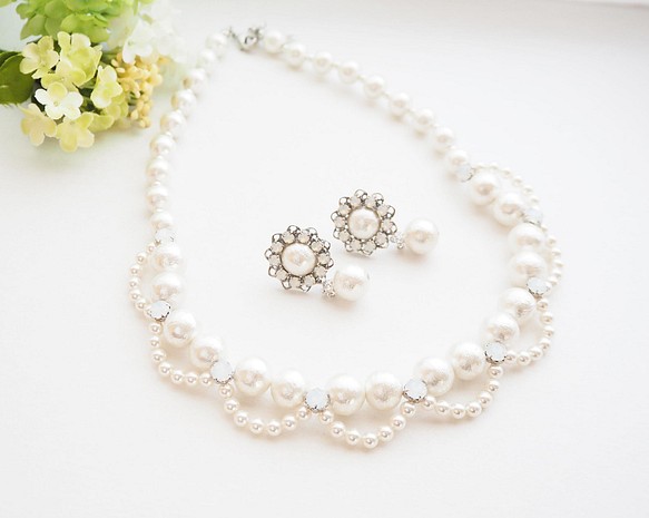 ☆NEW COLOR＊White Opal Silverひらひらコットンパール　 1枚目の画像