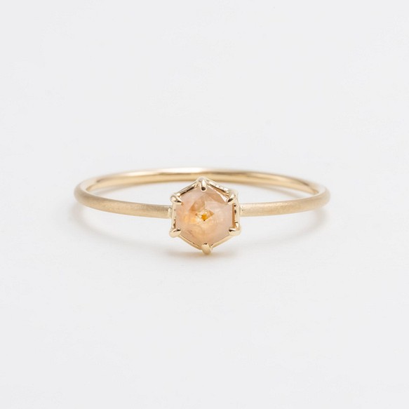 Peach Hexagon Diamond Ring