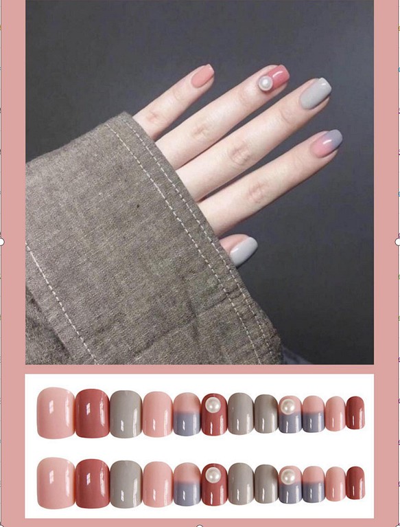 韓国ファッション 　可愛いピンク　ネイルチップ 24枚入り　-3097 1枚目の画像