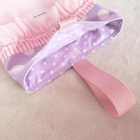 褶邊帆布鞋盒粉色×紫色尺寸可變 第3張的照片