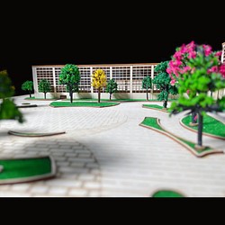 【模型製作】 木製ミニチュア オーダーメイド完成品 〈建物と広場〉 1枚目の画像
