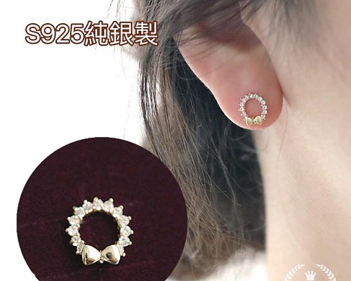 K14 8mmシロチョウクローバーのピアス アクセサリー ピアス(両耳用