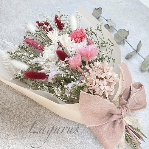 dry flower bouquet pink スワッグ 35センチ 母の日 誕生日 花束 