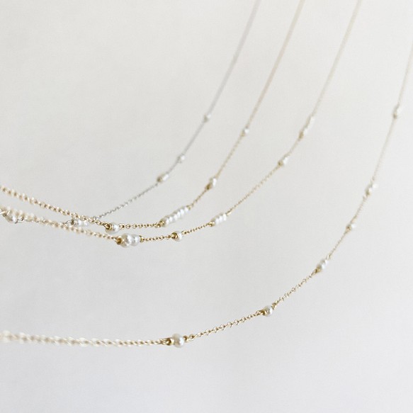 Morse code necklace摩斯密碼珍珠14k注金項鍊 第1張的照片