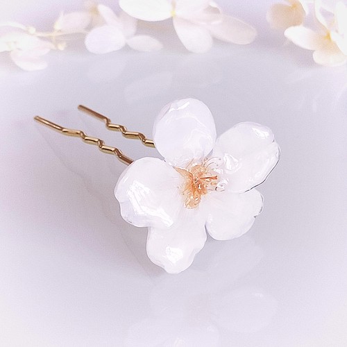 受注制作】Everpink Sakura. 本物のお花 桜の髪飾り かんざし/簪 ...