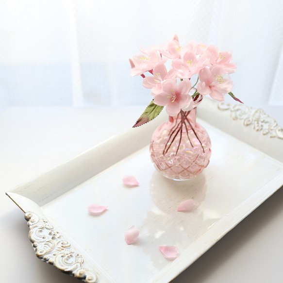 桜の花 インテリア アートフラワー ミニ花瓶付き プチギフト 卒業 入学 お祝い 母の日 　 1枚目の画像