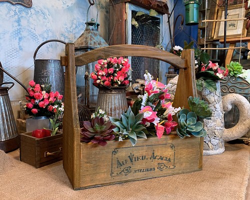 Antique garden/ガーデン オーナメント/ Wooden flower box 