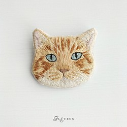 【限定1点】猫刺繍のブローチ　茶トラB 1枚目の画像